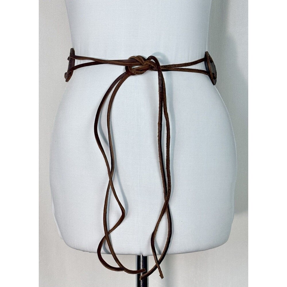 Vintage Y2K Express Italian Leather Concho Belt NWT L Brown Boho Western Tie